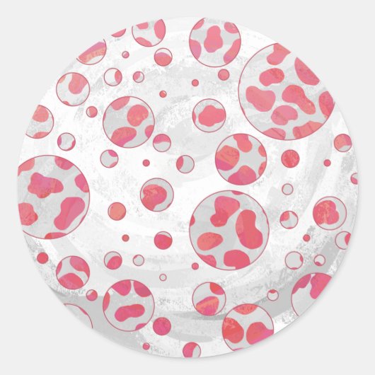 Polka Dot Dalmatian Pink and White Ronde Sticker (Voorkant)