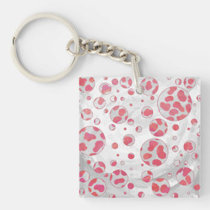 Polka Dot Dalmatian Pink and White Sleutelhanger