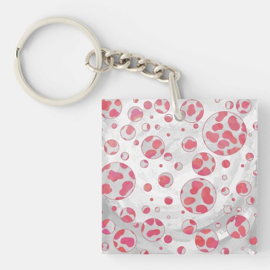 Polka Dot Dalmatian Pink and White Sleutelhanger (Voorkant)