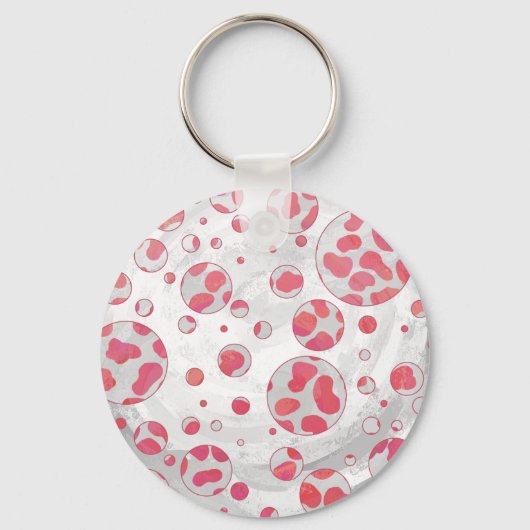 Polka Dot Dalmatian Pink and White Sleutelhanger (Voorkant)