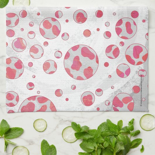 Polka Dot Dalmatian Pink and White Theedoek (Gevouwen)