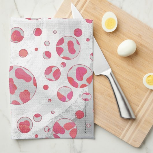 Polka Dot Dalmatian Pink and White Theedoek (Quarter Fold)