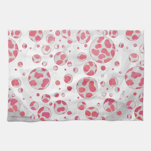 Polka Dot Dalmatian Pink and White Theedoek (Horizontaal)
