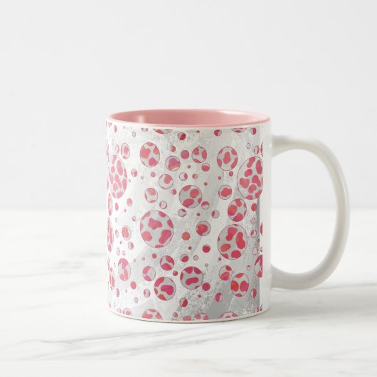 Polka Dot Dalmatian Pink and White Tweekleurige Koffiemok (Rechts)