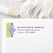 Polka Dot Damask Limoen Paars Return Address Label (Insitu)