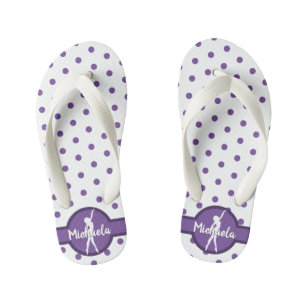 Polka Dot Dance Ballerina Paarse Gymnastiek Naam Kinder Teenslippers