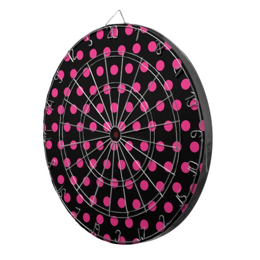 Polka Dot Dartboard (zwart en neonroze) Dartbord (Voorkant Rechts)