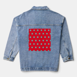 Polka Dot Denim Jas (Rood & Aqua) Denim Jacket