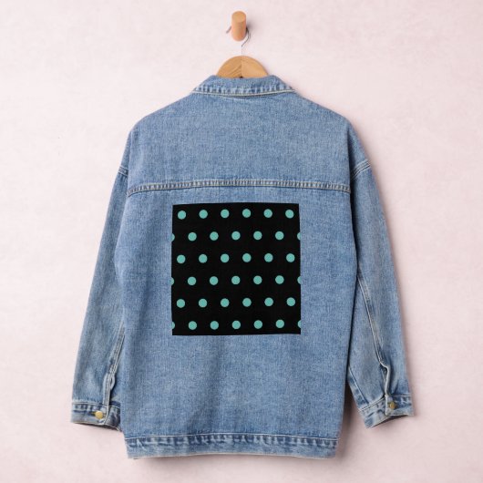 Polka Dot Denim Jas (Zwart & Aqua) Denim Jacket (Hangar)
