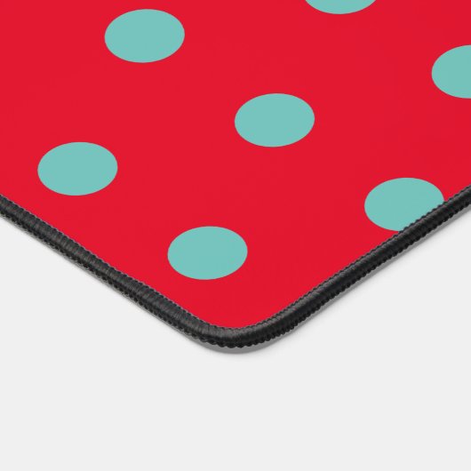 Polka Dot Desk Mat (Rood & Aqua) (Hoek)