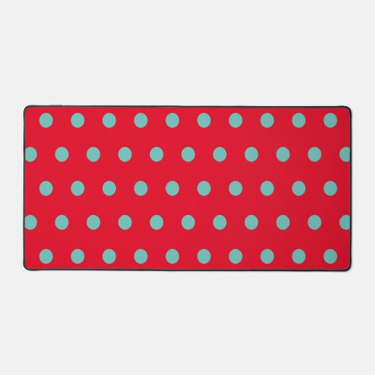 Polka Dot Desk Mat (Rood & Aqua) (Voorkant)