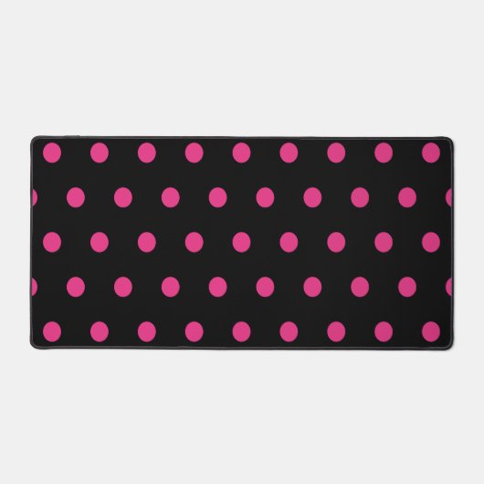 Polka Dot Desk Mat (Zwart & Neon Roze) (Voorkant)