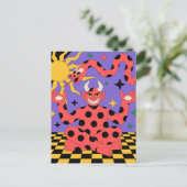 Polka Dot Devil en Snake Checkered Floor Briefkaart (Staand voorkant)