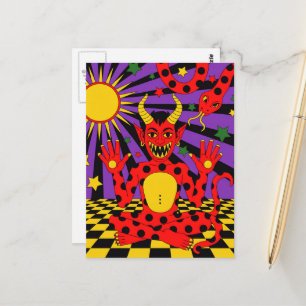 Polka Dot Devil en Snake Pop Art Briefkaart
