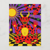 Polka Dot Devil en Snake Pop Art Briefkaart (Voorkant)