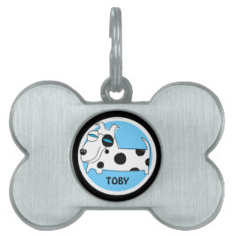 Polka Dot Dog Blue Pet Tag Huisdieren Naamplaatje