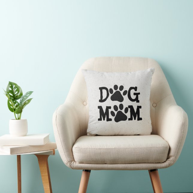 Polka Dot DOG MOM Pawprints Kussen (Stoel)