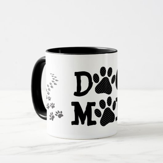 Polka Dot DOG MOM Pawprints Mok (Voorkant links)