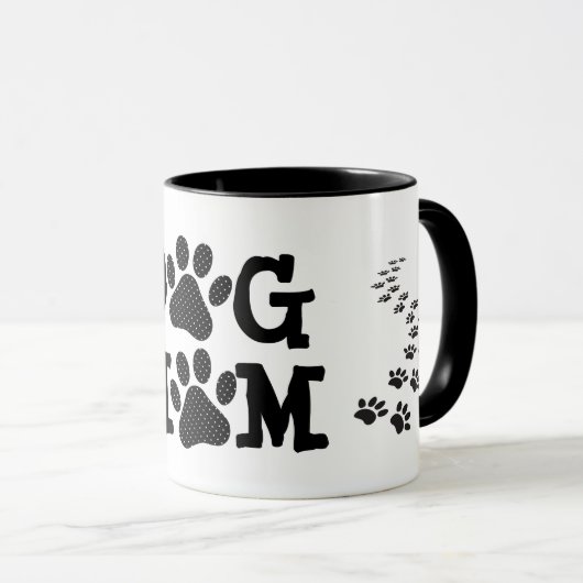 Polka Dot DOG MOM Pawprints Mok (Voorkant rechts)