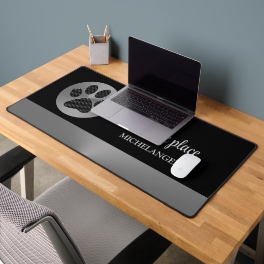 Polka Dot Dog Paw op Silver Pet Grooming Service Bureaumat (Kantoor 2)