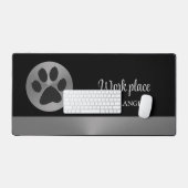 Polka Dot Dog Paw op Silver Pet Grooming Service Bureaumat (Keyboard & Muis)
