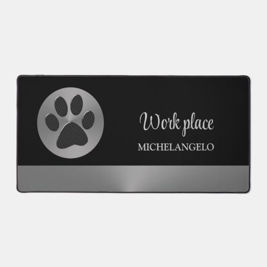 Polka Dot Dog Paw op Silver Pet Grooming Service Bureaumat (Voorkant)