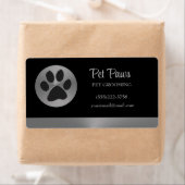 Polka Dot Dog Paw op Silver Pet Grooming Service Etiket (Insitu)