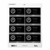 Polka Dot Dog Paw op Silver Pet Grooming Service Etiket (Full Sheet)