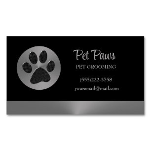 Polka Dot Dog Paw op Silver Pet Grooming Service Magnetisch Visitekaartje