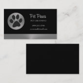 Polka Dot Dog Paw op Silver Pet Grooming Service Visitekaartje (Voorkant / Achterkant)