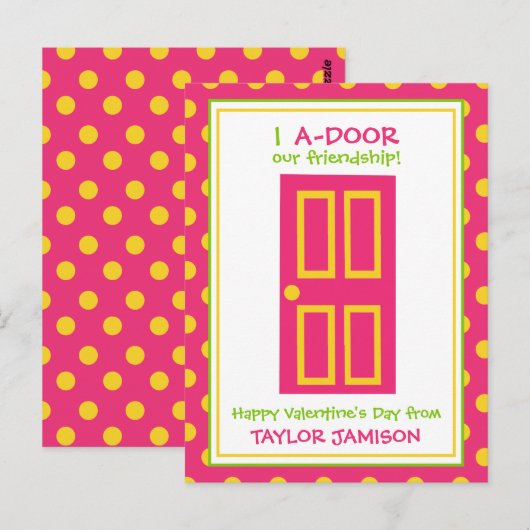 Polka Dot Door gepersonaliseerde Valentijnse kaart (Voorkant / Achterkant)