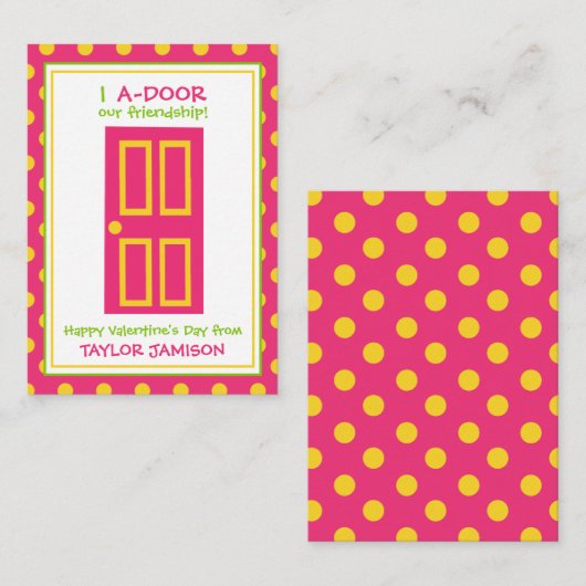 Polka Dot Door gepersonaliseerde Valentijnse kaart Notitiekaartje (Voorkant / Achterkant)