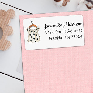  Polka Dot Dress Girl Baby shower Adres Etiket