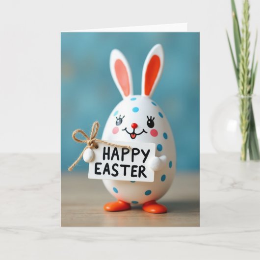 Polka Dot Easter Faux Porcelain Card Kaart (Voorkant)