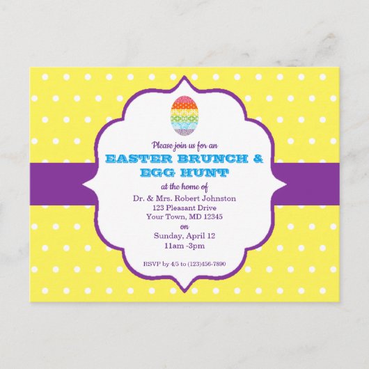 Polka Dot Easter Invitation Post Kaart (Voorkant)