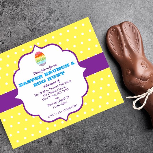Polka Dot Easter Invitation Post Kaart