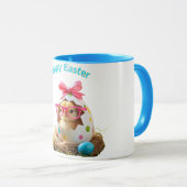 Polka Dot Egg Chick met bril Happy Easter Mok (Voorkant rechts)