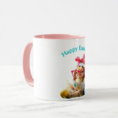Polka Dot Egg Chick met bril Happy Easter Mok (Voorkant links)