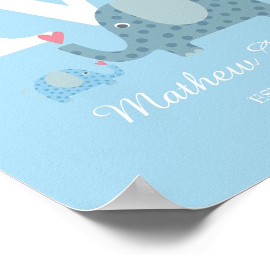 Polka Dot Elephant Initiaal Monogram Nursery Poste Poster (Hoek)