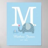 Polka Dot Elephant Initiaal Monogram Nursery Poste Poster (Voorkant)