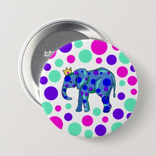 Polka Dot Elephant Pin-On Button (Voorkant /achterkant)