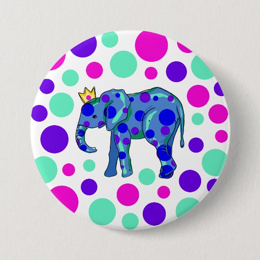 Polka Dot Elephant Pin-On Button (Voorkant)