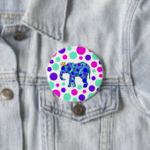 Polka Dot Elephant Pin-On Button (In situ)