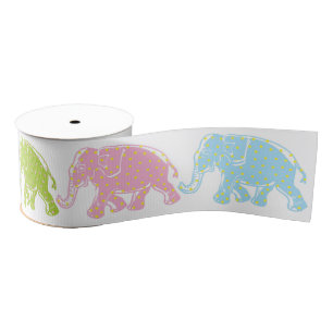 Polka Dot Elephant Ribbon Grosgrain Lint