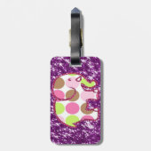 Polka Dot Elephant Sparkly Paars Girly Gifts Bagagelabel (Achterkant verticaal)