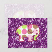Polka Dot Elephant Sparkly Paars Girly Gifts Briefkaart (Voorkant / Achterkant)
