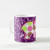 Polka Dot Elephant Sparkly Paars Girly Gifts Koffiemok (Voorkant links)