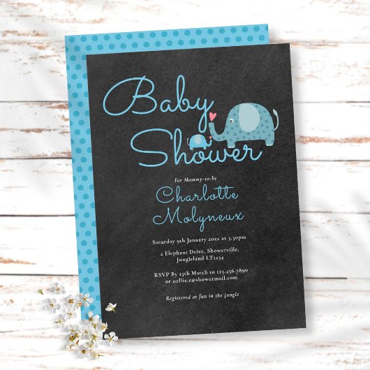 Polka Dot Elephants Baby shower/Sprinkle Boho Kaart
