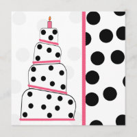 Polka Dot en Pink verjaardagsfeestje uitnodiging