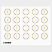 Polka Dot en Quatrefoil Single Letter Monogram Ronde Sticker (Vel)